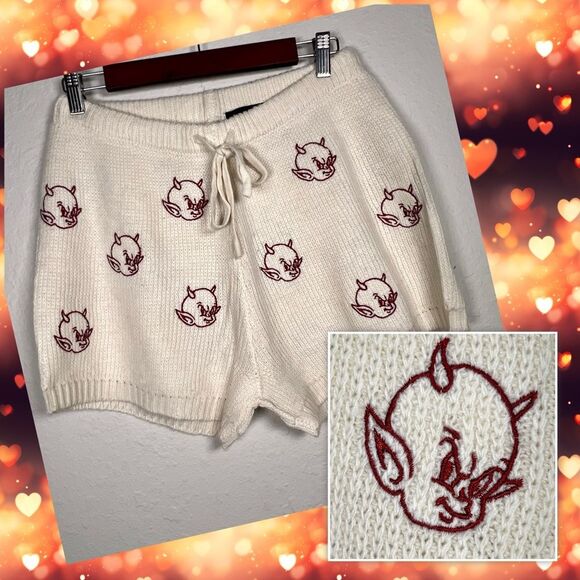 Embroidered Spirit jersey knitted shorts 🔥 devil 🔥 new - Picture 1 of 6
